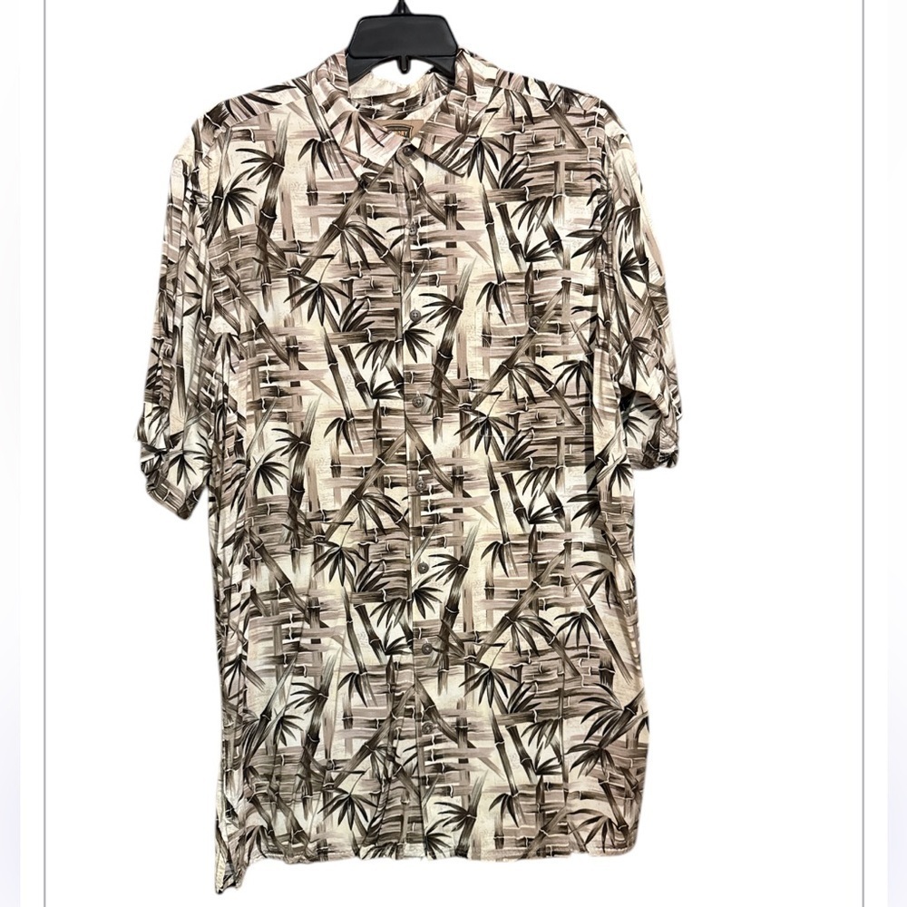 Foundry Bamboo Tropical Print Button-Up Shirt size LT
